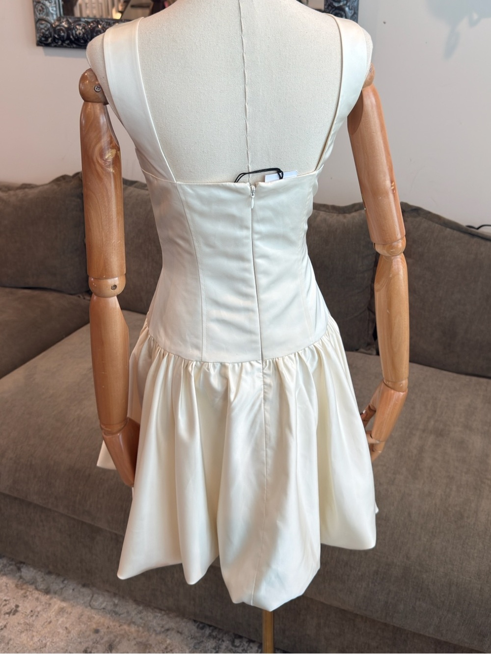 WEWOREWHAT Corset Peplum Mini Dress Ivory Ecru | Size 4 - Picture 4 of 8